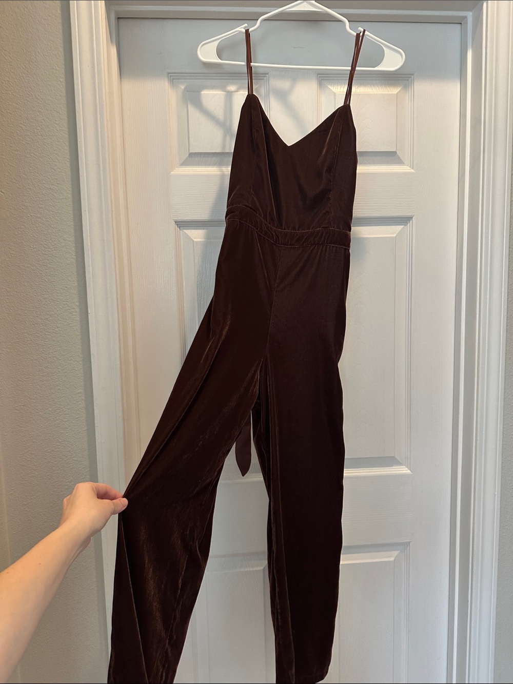 NWT $78 Abercrombie & Fitch Brown Velvet Jumpsuit